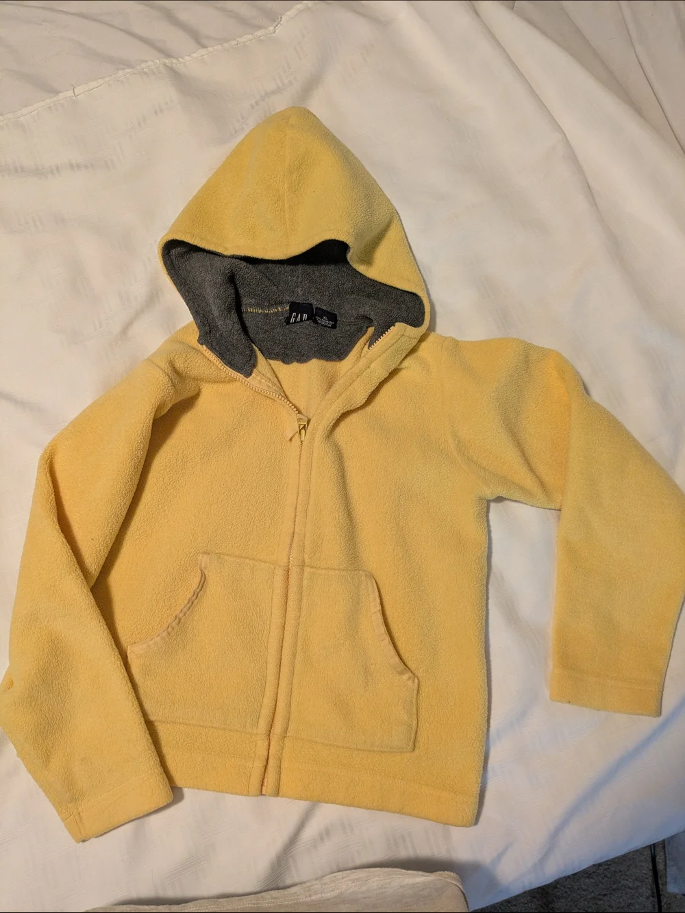 GAP Yellow Hooded Fleece Jacket with Gray Lining